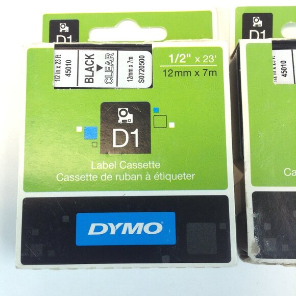 DYMO D1 Standard Labels 1/2" x 23' Black on Clear 2 Pack - Picture 15 of 15